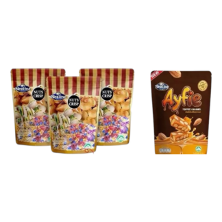 Ореховые хрустящие батончики Nezline Nuts Crisp: оригинальный ×3, ириска, набор 4 шт. (NEZLINE Nuts Crisp Assorted (3 Original, Toffee) x4)