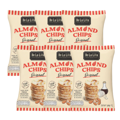 Миндальные чипсы De La Lita Almond Chips оригинальные, 25 г, набор 6 шт. (DE LA LITA Almond Chips Original 25g x6)