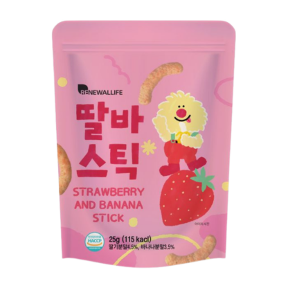 Рисовые палочки с клубникой и бананом Kin's Nature, 25 г (KIN'S NATURE Rice Puff Stick Strawberry & Banana 25g)