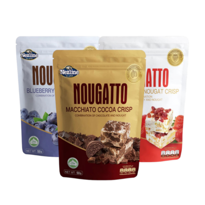 Хрустящее печенье с нугой Nezline Nougatto, ассорти вкусов, 50 г, набор 3 шт. (NEZLINE Nougatto Nougat Crisp Assorted 50g x3)