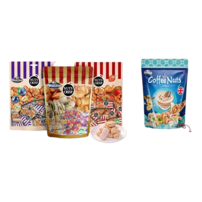Ореховые хрустящие батончики Nezline Nuts Crisp: оригинальный, клубника, черника, кофе, набор 4 шт. (NEZLINE Nuts Crisp Assorted (Original, Strawberry, Blueberry, Coffee) x4)