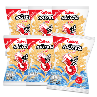 Креветочные чипсы Calbee оригинальные, 52 г, набор 6 шт. (CALBEE Prawn Crackers Original 52g x6)
