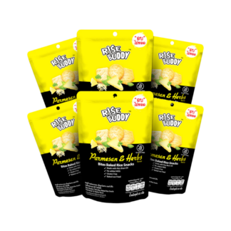 Запечённые рисовые чипсы Rise Buddy Rice Chippies со вкусом пармезана и трав, набор 6 шт. (RISE BUDDY Rice Chippies Baked Rice Crisps Parmesan & Herb x6)