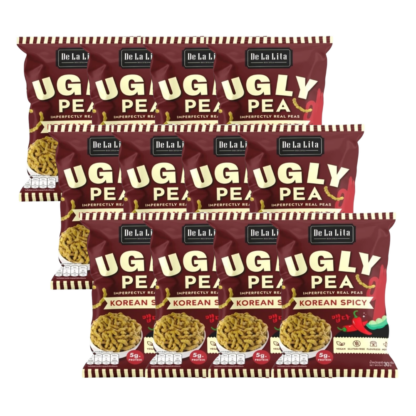 Хрустящий снек из гороха De La Lita Ugly Pea со вкусом острого корейского соуса, 30 г, набор 12 шт. (DE LA LITA Ugly Pea Snack Spicy Korean 30g x12)