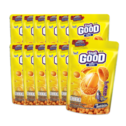 Арахис в хрустящей глазури с рыбной стружкой Taro Good, оригинальный, 60 г, набор 12 шт. (TARO GOOD Crispy Peanuts Coated with Fish Flakes Original 60g x12)