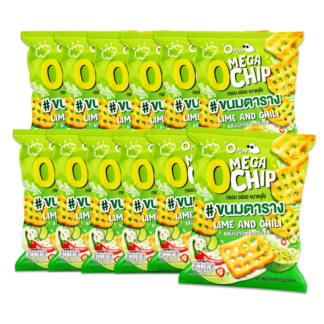 Решётчатые чипсы Grinny Mega O Chip со вкусом лайма и перца чили, 15 г, набор 12 шт.