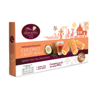 Кокосовые рулетики Sriwanna в шоколаде со вкусом тайского чая, 60 г