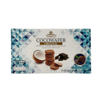 Кокосовые вафли Virgin Coco Cocowafer с шоколадной начинкой, 90 г (VIRGIN COCO Cocowafer Coconut Wafers with Chocolate 90g)