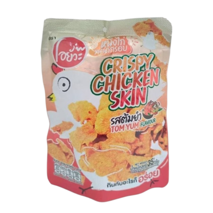 Хрустящая жареная куриная кожа O-Yua со вкусом том ям, 35 г (O-YUA Crispy Chicken Skin Tom Yum 35g)