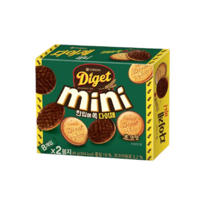 Печенье Orion Diget Mini из цельнозерновой муки и бурого риса с шоколадом (ORION Diget Mini Whole Wheat & Brown Rice Choco Biscuits)