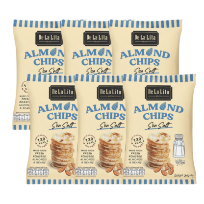 Миндальные чипсы De La Lita Almond Chips с морской солью, 25 г, набор 6 шт. (DE LA LITA Almond Chips Sea Salt 25g x6)
