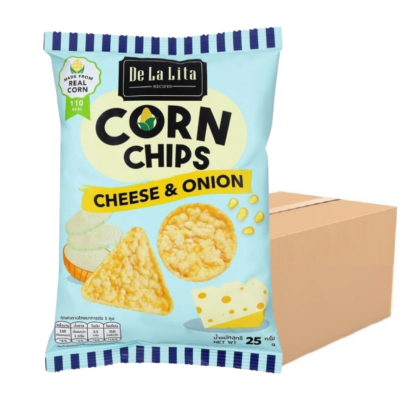 Запечённые кукурузные чипсы De La Lita Corn Chips со вкусом сыра и лука, 25 г, набор 24 шт. (DE LA LITA Corn Chips Cheese & Onion 25g x24)
