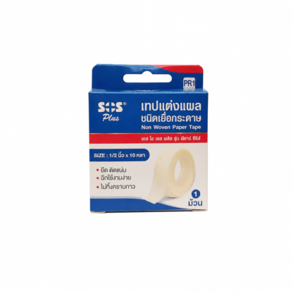 Бумажный медицинский пластырь SOS Plus PR1 в рулоне, 1/2 дюйма × 10 ярдов (SOS Plus Paper Surgical Tape PR1 1/2 in x 10 yd)
