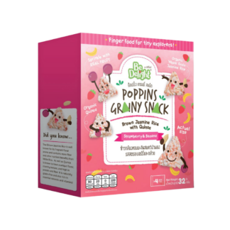 Злаковые пуффы Be Delight Poppins Grainy из жасминового риса с киноа со вкусом клубники и банана, 32 г