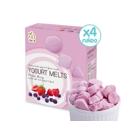 Сублимированные йогуртовые капли Wel-B Yogurt Melts со вкусом ягодного микса, 25 г, набор 4 шт. (WEL-B Yogurt Melts Mixed Berry 25g x4)