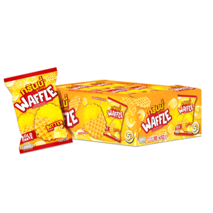 Вафельный снек Grinny Waffle Crisp со вкусом пахты, 18 г, набор 12 шт. (GRINNY Waffle Crisp Butter Milk 18g x12)