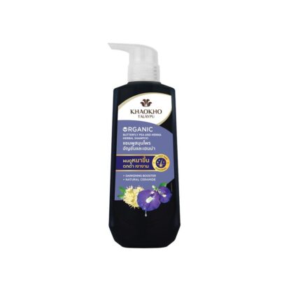 Шампунь Khaokho Talaypu с анчаном и хной, 450 мл (Khaokho Talaypu Butterfly Pea and Henna Shampoo 450 ml)
