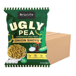 Гороховые снеки De La Lita Ugly Pea со вкусом лука и соевого соуса, 30 г, набор 24 шт.