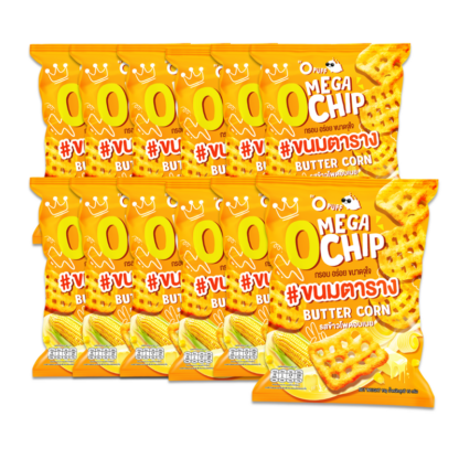 Решётчатые чипсы Grinny Mega O Chip со вкусом жареной кукурузы, 15 г, набор 12 шт. (GRINNY Mega O Chip Roasted Corn 15g x12)