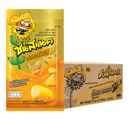 Семечки подсолнечника Sunsnack со вкусом кукурузы с сыром, 25 г, набор 16 шт. (SUNSNACK Sunflower Kernels Corn Cheese 25g x16)
