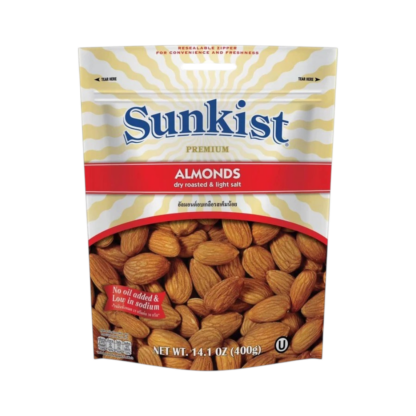 Миндаль Sunkist Premium обжаренный, слабосолёный, 400 г (SUNKIST Premium Almonds Dry Roasted Light Salted 400g)