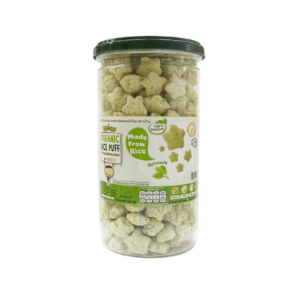Детские рисовые пуффы с овощами Begin Baby со вкусом шпината, в банке (BEGIN BABY Rice Puff Spinach Jar)