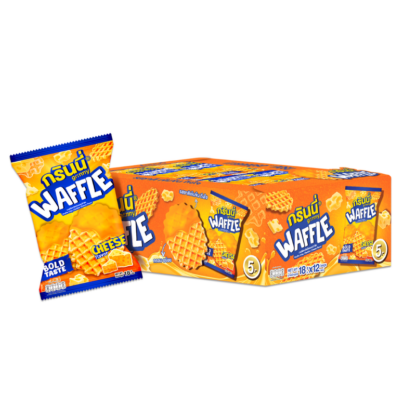 Вафельный снек Grinny Waffle Crisp со вкусом сыра чеддер, 18 г, набор 12 шт. (GRINNY Waffle Crisp Cheddar Cheese Flavor 18g x12)