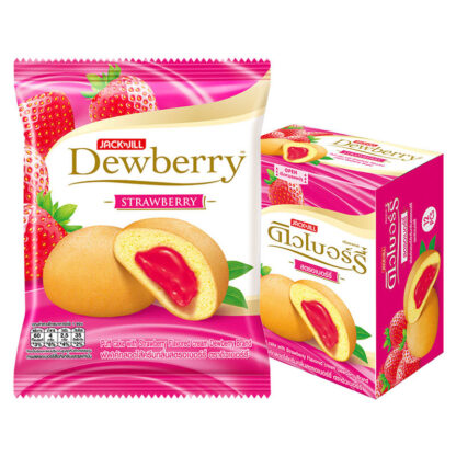 Пирожные Dewberry с кремом со вкусом клубники, 15 г, набор 12 шт. (DEWBERRY Puff Cake Strawberry Cream 15g x12)