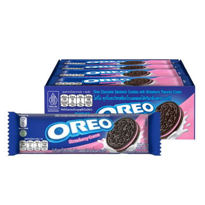 Печенье-сэндвич Oreo с клубничным кремом, 26,25 г, набор 12 шт. (OREO Sandwich Cookies Strawberry 26.25g x12)