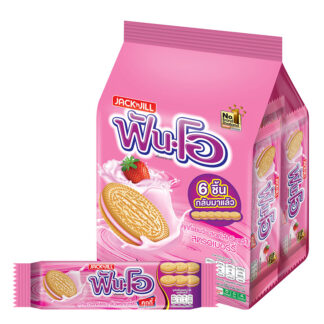 Печенье-сэндвич Fun-O с клубничным кремом, 40,5 г, набор 12 шт. (FUN-O Sandwich Cookies Strawberry Cream 40.5g x12)