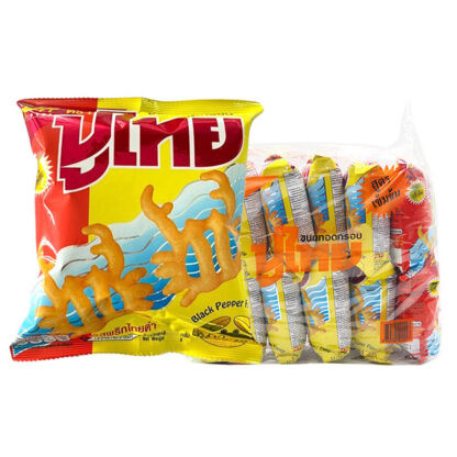 Хрустящий снек Pu Thai с чёрным перцем, 12 г, набор 12 шт. (PU THAI Crispy Snack Black Pepper 12g x12)