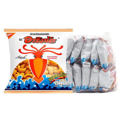 Крекеры Arigato со вкусом каракатицы оригинальные, 8 г, набор 12 шт. (ARIGATO Cuttlefish Crackers Original 8g x12)
