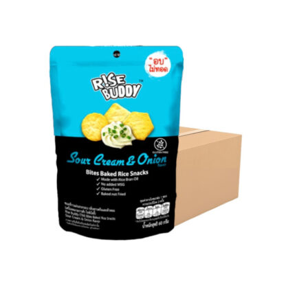 Рисовые чипсы Rise Buddy со вкусом сметаны и лука, 60 г, набор 24 шт. (RISE BUDDY Rice Chippies Sour Cream & Onion 60g x24)