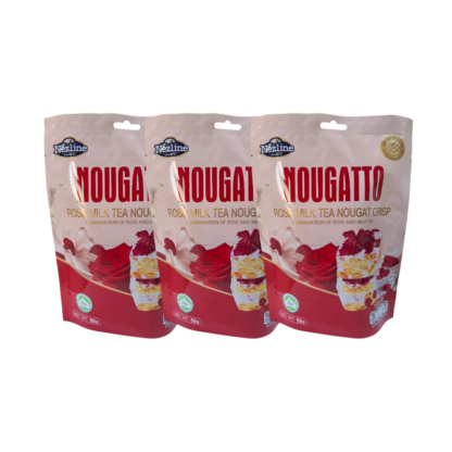 Нуга с хрустящим печеньем Nezline Nougatto со вкусом молочного чая с розой, 50 г, набор 3 шт. (NEZLINE Nougatto Nougat Crisp Rose Milk Tea 50g x3)