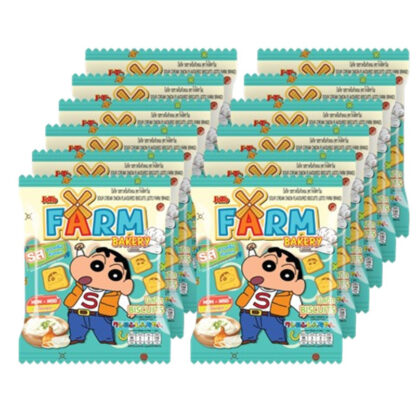 Печенье Joto Farm Шин-тян со вкусом сметаны и лука, 20 г, набор 12 шт. (JOTO FARM Shinchan Biscuit Sour Cream Onion 20g x12)
