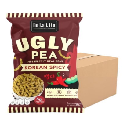 Гороховые снеки De La Lita Ugly Pea с корейским острым вкусом, 30 г, набор 24 шт. (DE LA LITA Ugly Pea Korean Spicy 30g x24)