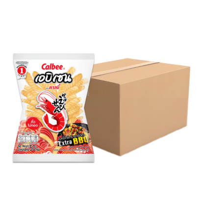 Креветочные чипсы Calbee со вкусом экстра-барбекю, 50 г, набор 24 шт. (CALBEE Prawn Crackers Extra Barbecue 50g x24)