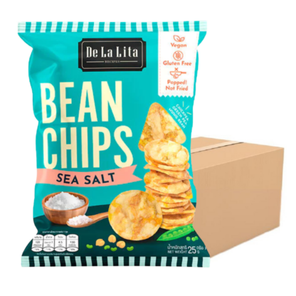 Бобовые чипсы De La Lita Bean Chips с морской солью, 25 г, набор 24 шт. (DE LA LITA Bean Chips Sea Salt 25g x24)