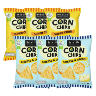 Запечённые кукурузные чипсы De La Lita Corn Chips ассорти вкусов, 25 г, набор 6 шт.