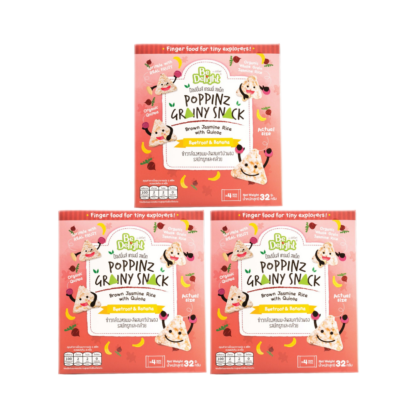 Злаковые пуффы Be Delight Poppins Grainy из жасминового риса с киноа со вкусом свёклы и банана, 32 г, набор 3 шт. (BE DELIGHT Poppins Grainy Snack Jasmine Brown Rice & Quinoa Beetroot Banana 32g x3)