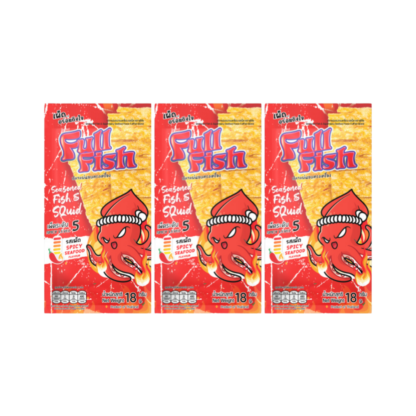 Запечённые рыбные пластинки Fullfish с острым вкусом, 18 г, набор 3 шт. (FULLFISH Seasoned Baked Fish Sheet Spicy 18g x3)