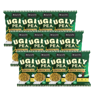 Гороховые снеки De La Lita Ugly Pea со вкусом лука и соевого соуса, 30 г, набор 12 шт.