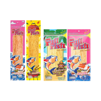 Набор рыбной соломки Fullfish «Хит продаж»: 2 пачки по 155 г (барбекю и крабовые палочки) + 2 пачки по 70 г (крабовые палочки и кальмар), набор 4 шт. (FULLFISH Best Seller Set Fish Strips BBQ & Crab Stick 155g x2 + Crab Stick & Squid 70g x2)