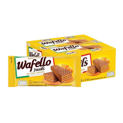 Вафли Wafello с кремом из сливочного масла и карамели, 35 г, набор 12 шт. (WAFELLO Wafer Butter Caramel Cream 35g x12)