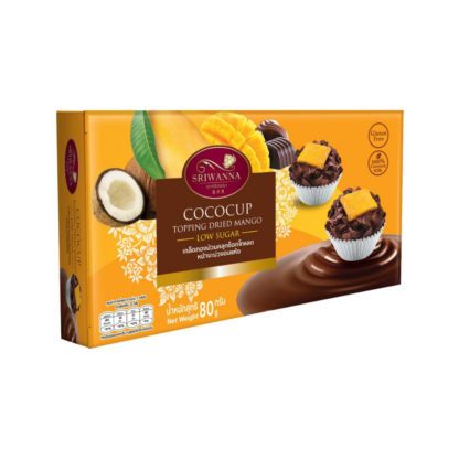 Кокосовые корзиночки Sriwanna Cococup в шоколаде с сушёным манго, 80 г (SRIWANNA Cococup Crispy Chocolate Coconut Cup Topping Dried Mango 80g)