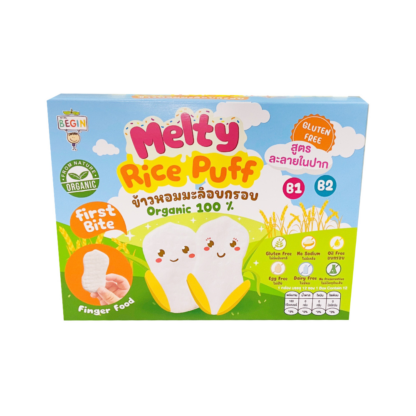 Детские рисовые пуффы с овощами Begin Baby Melty с жасминовым рисом, в банке (BEGIN BABY Rice Puff Melty Jasmine Rice Jar)