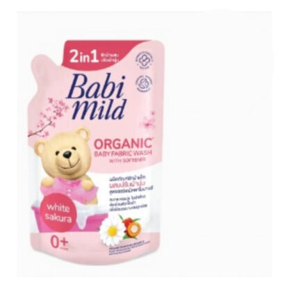 Средство для стирки детского белья Babi Mild 2 в 1 с кондиционером «Белая сакура», 530 мл (BABI MILD 2in1 Organic Baby Fabric Wash with Softener White Sakura 530ml)