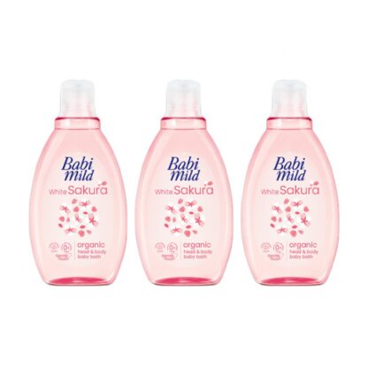 Детский гель для волос и тела Babi Mild Ultra Mild White Sakura, 180 мл, набор 3 шт. (Babi Mild Ultra Mild White Sakura Head & Body Bath 180 ml x3)