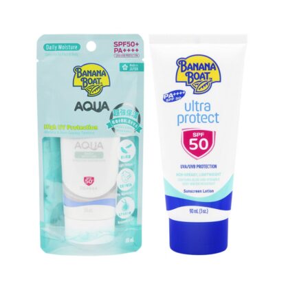 Набор солнцезащитных лосьонов Banana Boat Aqua Daily и Ultra Protect SPF 50+, 50 мл, набор 2 шт. (Banana Boat Aqua Daily 50 ml & Ultra Protect Sunscreen Lotion SPF50+ 90 ml set x2)