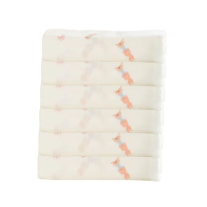 Бамбуковые пелёнки Bebe Cheri, рисунок Bunny Bow Bliss, 27×27 дюймов, 6 шт., набор 27 шт. (BEBE CHERI Bamboo Muslin Swaddle Diaper Bunny Bow Bliss 27x27in 6pcs x27)